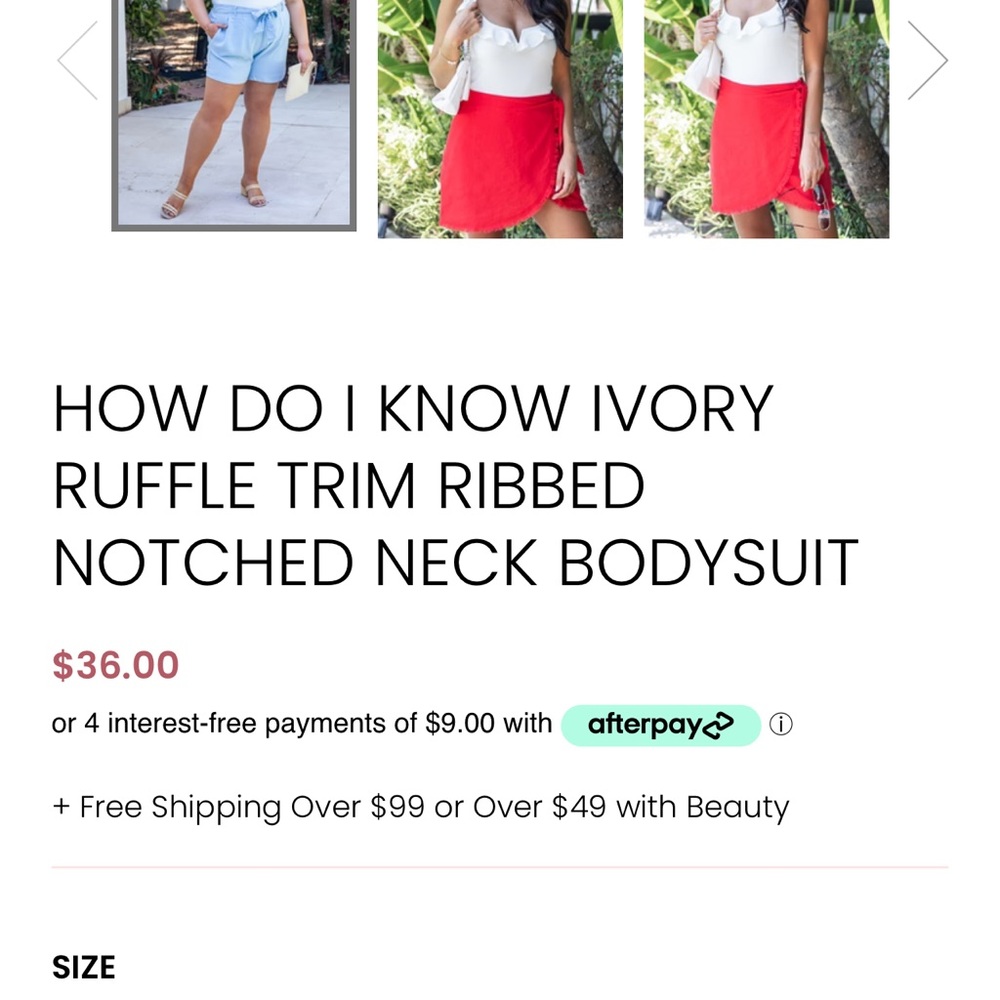 Pink Lily Ivory Ruffle Bodysuit - Picture 2 of 3